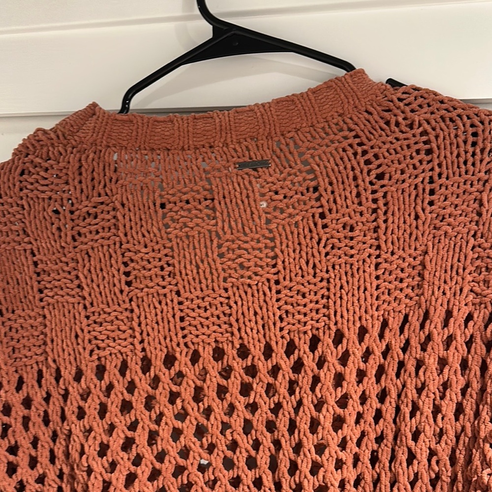 Rust Open-Knit Women's Sweater - Picture 4 of 6